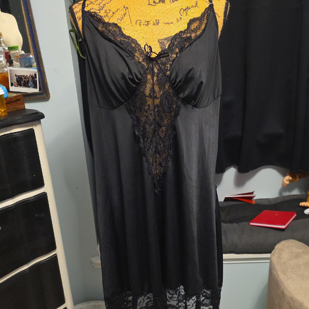 Fredericks Of Hollywood Black Lace Nighty Nightgown 3X